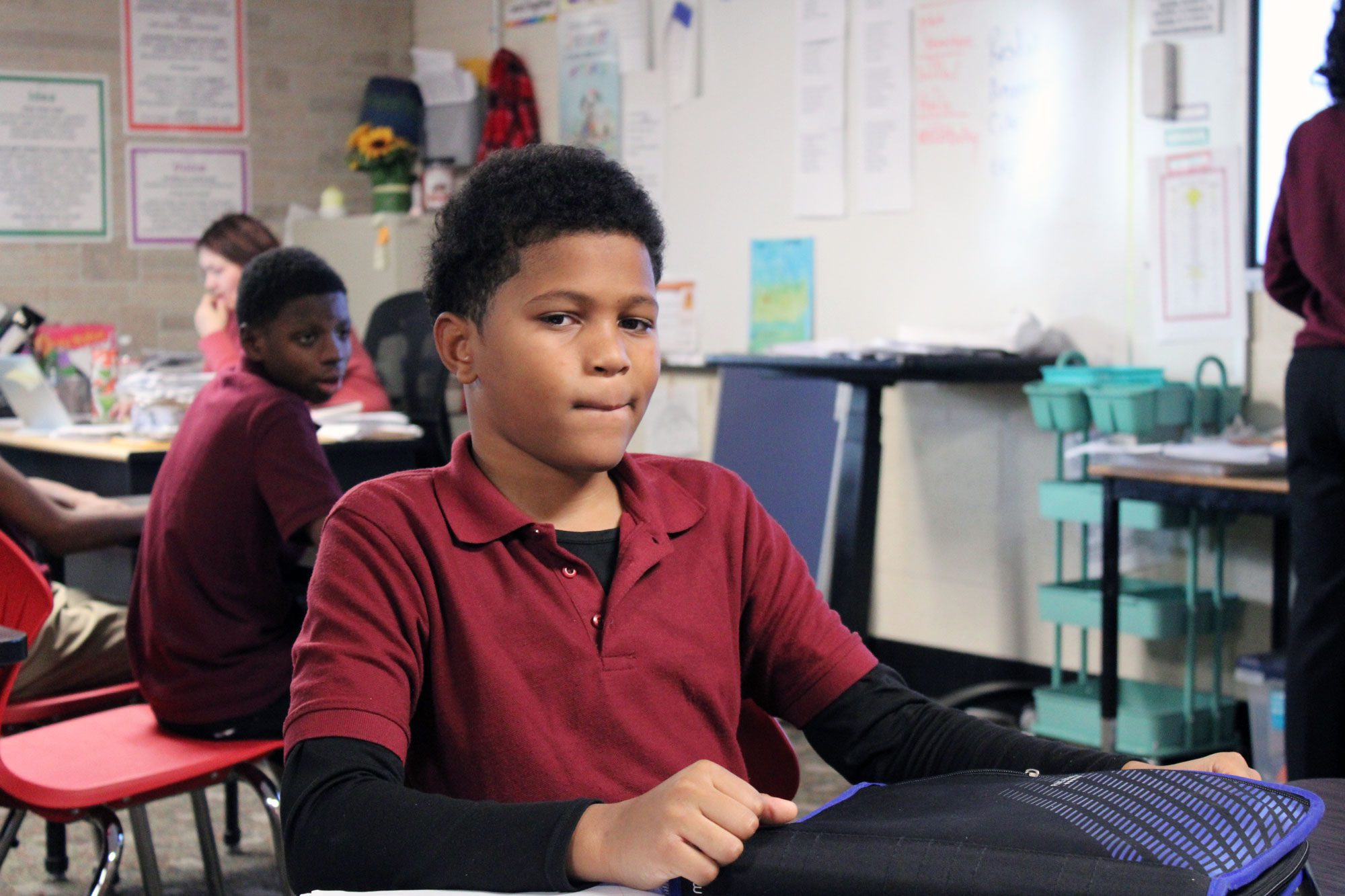 Student working at desk
